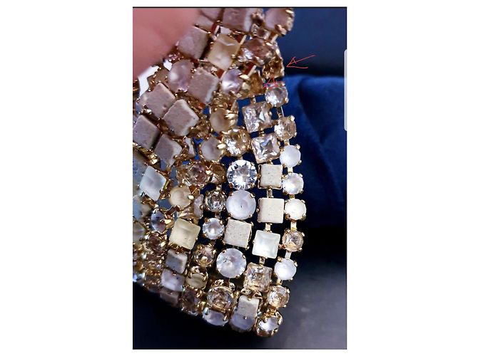 Bracciale CHANEL della collezione 2015 d'oro e cristalli Bianco Giallo - vista 9