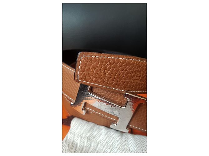 Constance Hermès Hermes H cinturón de constancia Castaño Negro Metálico - vista 3