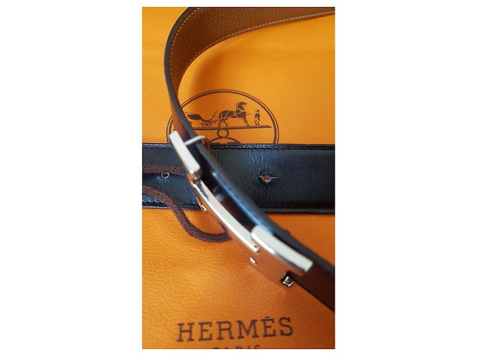 Constance Hermès Hermes H cinturón de constancia Castaño Negro Metálico - vista 7