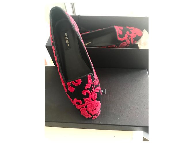 Mocassini neri Dolce & Gabbana con dettaglio floreale rosso 3D Nero - vista 2