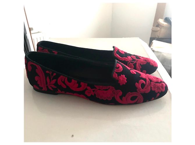Mocassini neri Dolce & Gabbana con dettaglio floreale rosso 3D Nero - vista 3