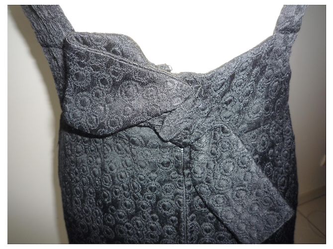 Autre Marque Schwarzes Kleid mit Blasenmuster im 60er Stil - Ansicht 3
