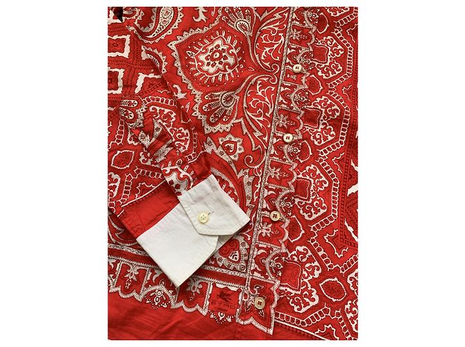 Camisa Etro de algodón roja con estampado paisley Multicolor - vista 2