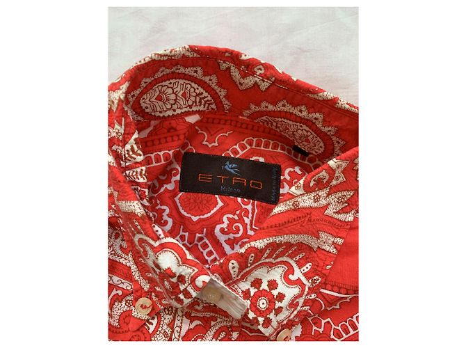 Camisa Etro de algodón roja con estampado paisley Multicolor - vista 3
