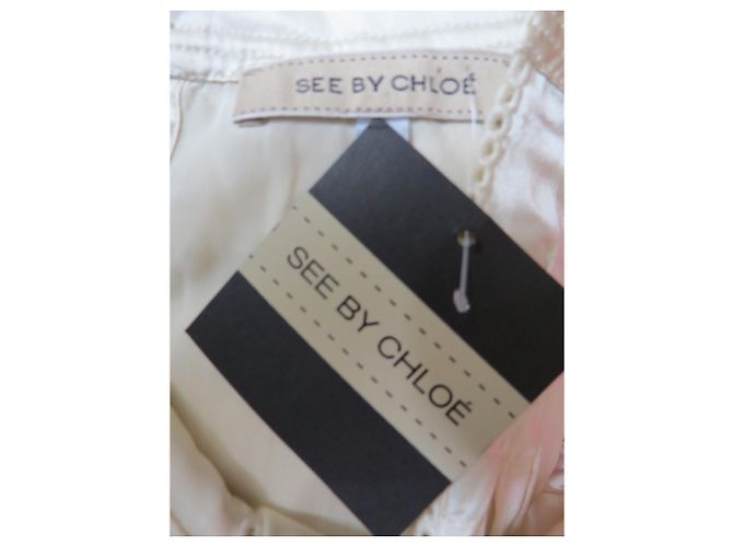 See by Chloé Vedere da abito di seta Chloe 36 nuova etichetta Bianco sporco - vista 5
