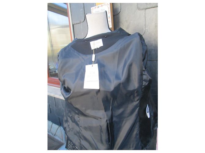 Autre Marque Blazer Nero con Collo in Pelle e Lurex Argentato - vista 4