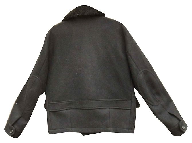 Caban Gucci nero in lana e shearling - vista 2