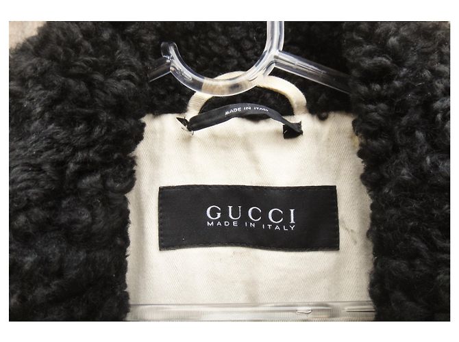 Caban Gucci nero in lana e shearling - vista 5