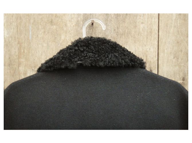 Caban Gucci nero in lana e shearling - vista 6