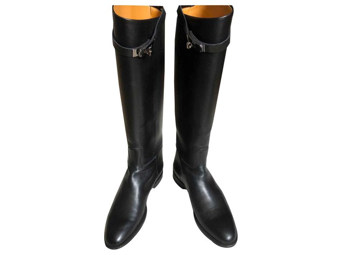 Hermès Jumping boots Black Leather ref.117364 - Joli Closet