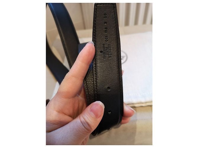Hermès Ledergürtel 32MM Schwarz Dunkelbraun - Ansicht 3
