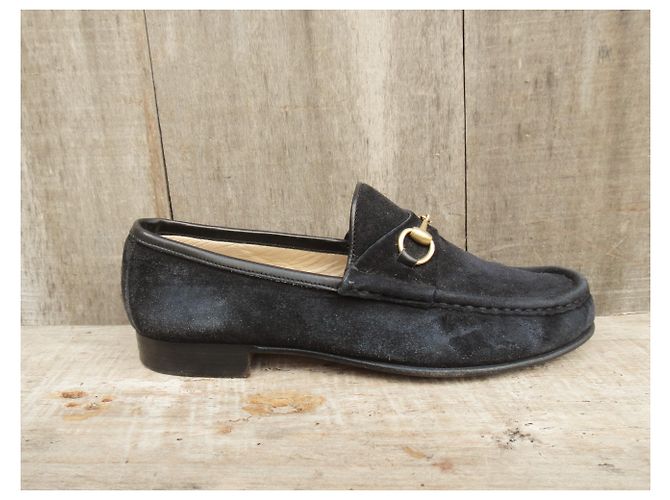 Mocassini in pelle scamosciata Gucci Nero - vista 2