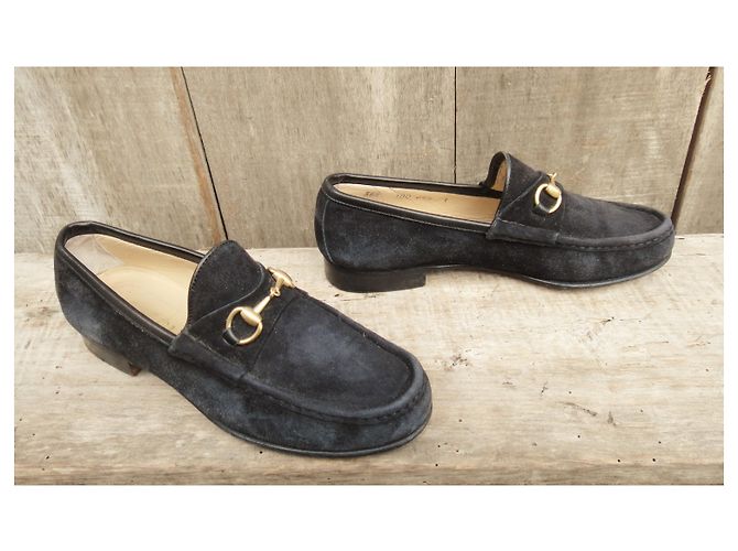 Mocassini in pelle scamosciata Gucci Nero - vista 3