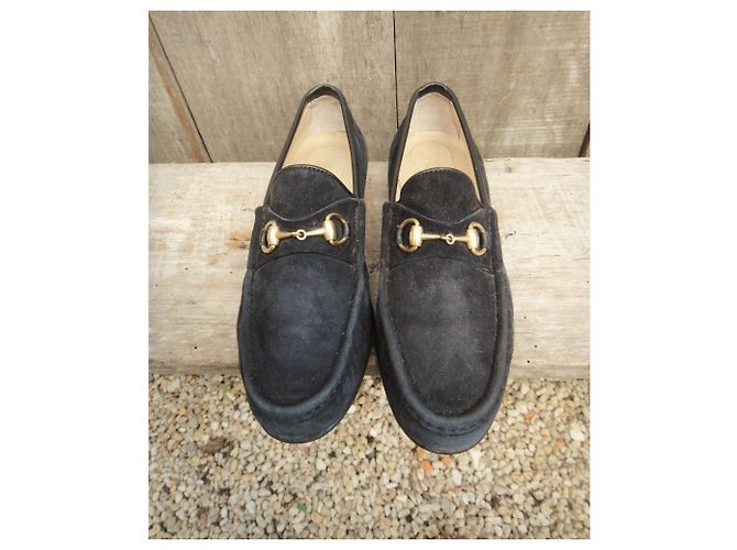 Mocassini in pelle scamosciata Gucci Nero - vista 4