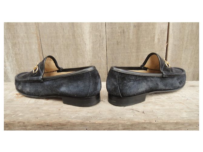 Mocassini in pelle scamosciata Gucci Nero - vista 5