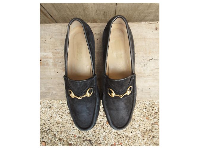 Mocassini in pelle scamosciata Gucci Nero - vista 6