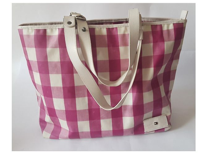 Borsa Tommy Hilfiger Tartan Rosa e Bianco PVC - vista 8