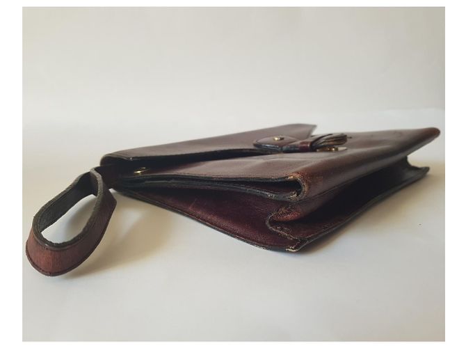 Pochette Aigner in pelle marrone - vista 3