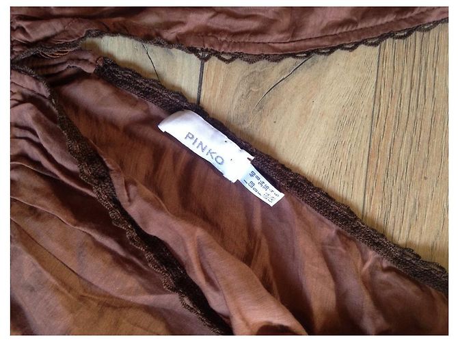 Top Pinko Scollo Profondo Cotone Marrone Castagno - vista 4