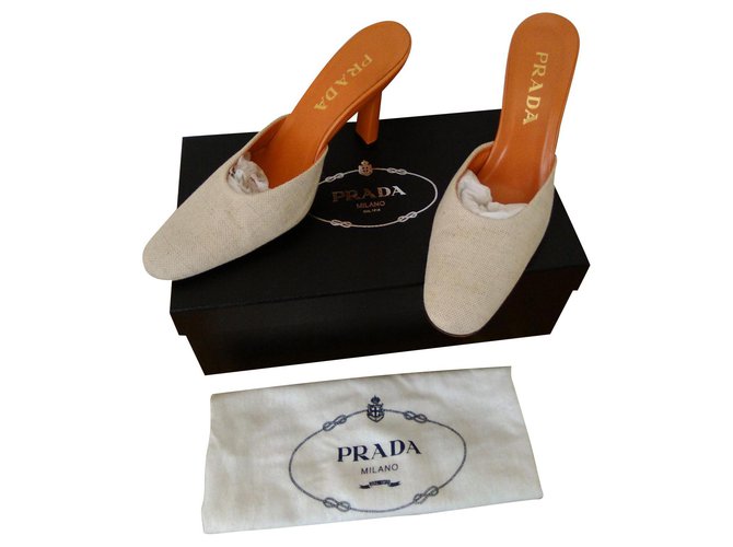SABOT PRADA in lino e pelle Multicolore - vista 2