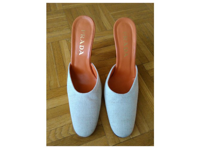 SABOT PRADA in lino e pelle Multicolore - vista 3