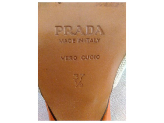 SABOT PRADA in lino e pelle Multicolore - vista 7