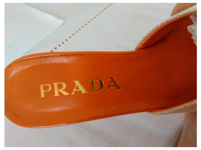SABOT PRADA in lino e pelle Multicolore - vista 8
