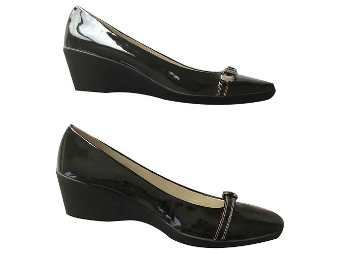 Décolleté Geox in vernice nera con zeppa Nero - vista 2