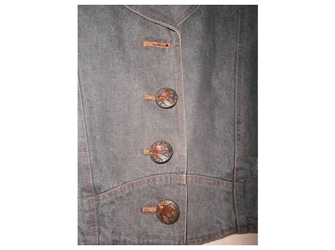 Autre Marque Chaqueta de algodón gris oscuro talla 40 Gris antracita - vista 3