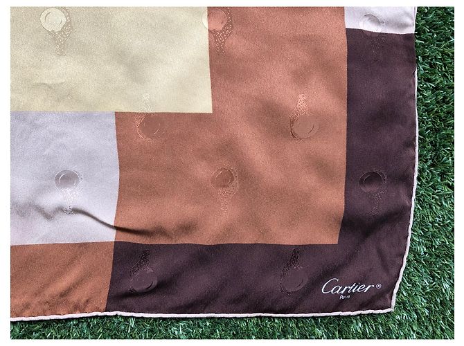 Sciarpa Cartier in seta marrone 85x85cm - vista 3
