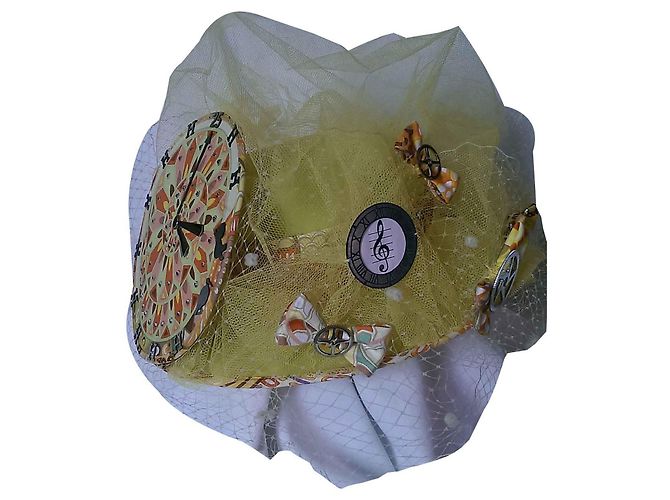 Hermès Catherinettes 2012 Hut Grün und Gelb Filz - Ansicht 2