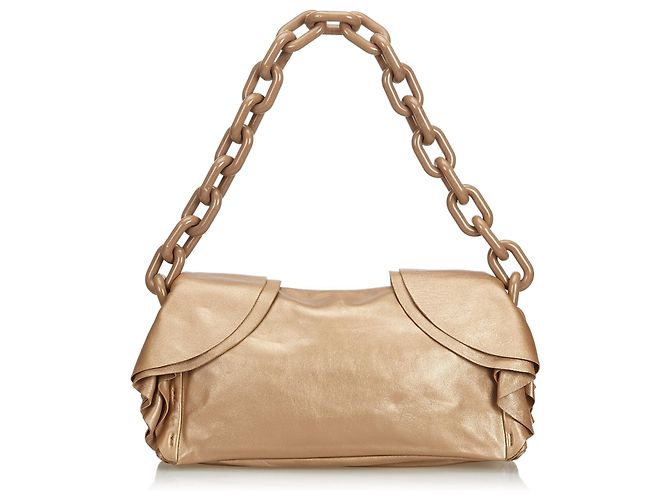 Borsa a tracolla a catena in pelle marrone Prada - vista 3