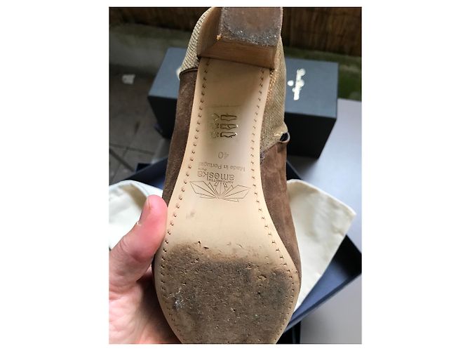 Autre Marque Stivali Kaki e daiim e pelle kaki Cachi - vista 3