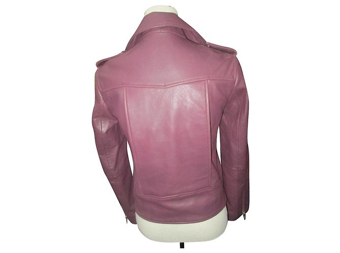 Autre Marque 10 FEET Perfecto Lederjacke Aubergine - Ansicht 2