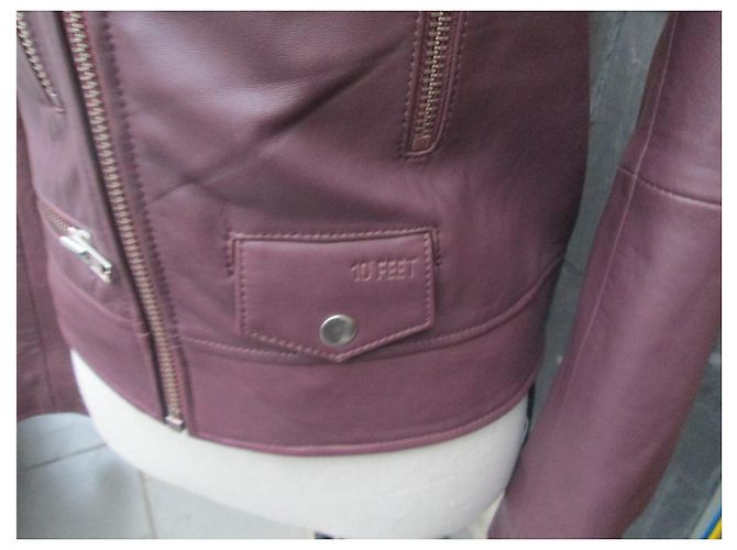Autre Marque 10 FEET Perfecto Lederjacke Aubergine - Ansicht 3