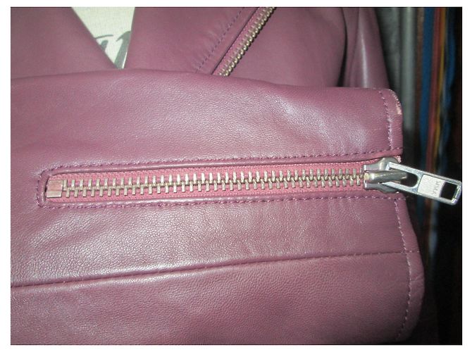 Autre Marque 10 FEET Perfecto Lederjacke Aubergine - Ansicht 4