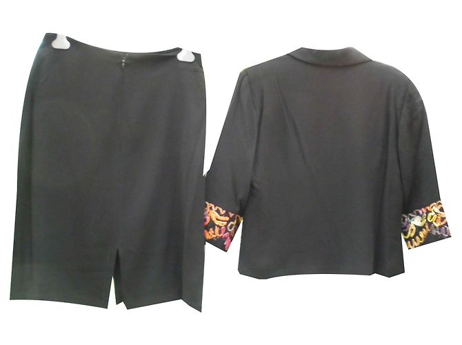 Autre Marque Traje de falda negro de crêpe - vista 2