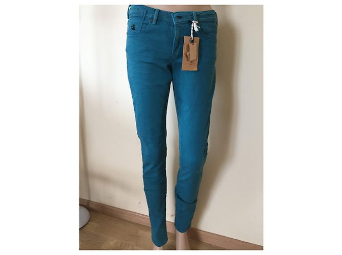 Vaqueros Maison Scotch de denim azul y verde - vista 4