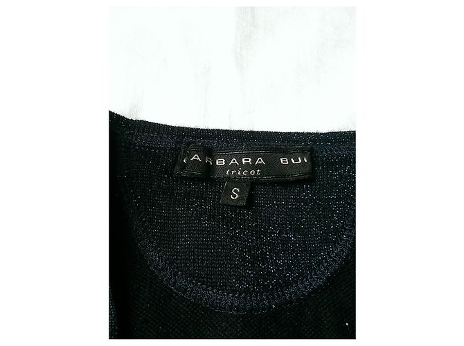 Barbara Bui Strickpullover aus Baumwolle Seide und Lurex Schwarz Blau Dunkelblau - Ansicht 5