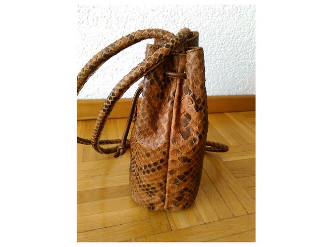 Autre Marque OMBELINE Paris Borsa in pelle di serpente Marrone - vista 6
