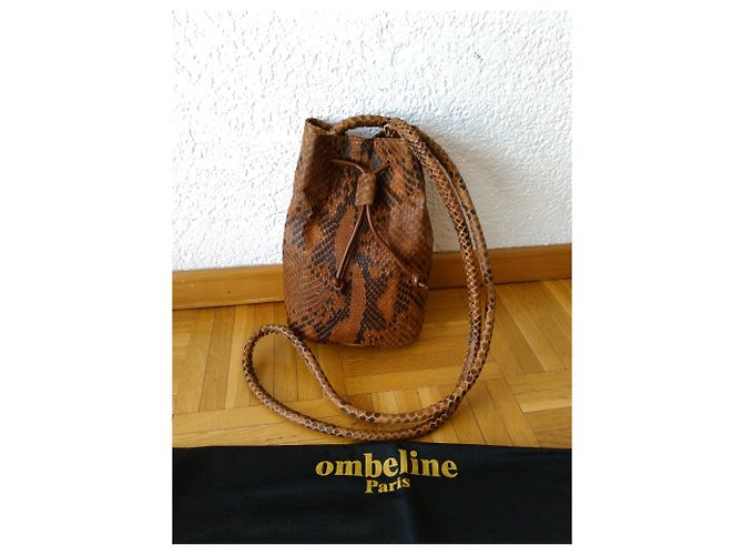 Autre Marque OMBELINE Paris Borsa in pelle di serpente Marrone - vista 7