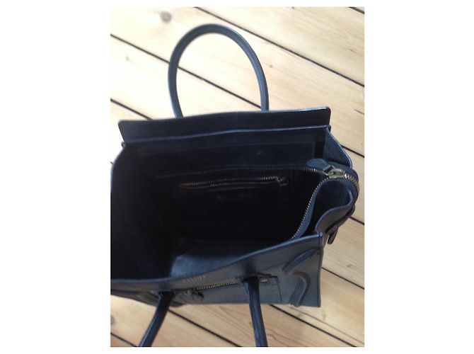 Céline Micro Black Leather Python Embossed Handbag - view 4