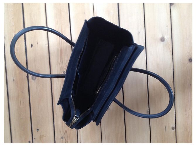 Céline Micro Black Leather Python Embossed Handbag - view 5