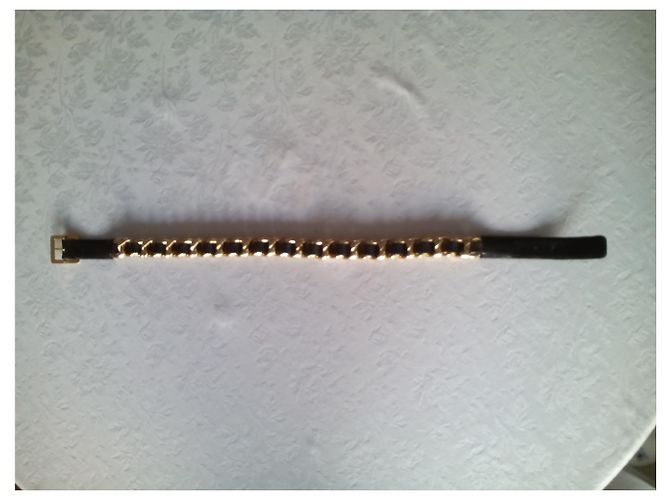 Cinturón de cuero con hebilla chapado en oro de CHANEL Negro Dorado - vista 8