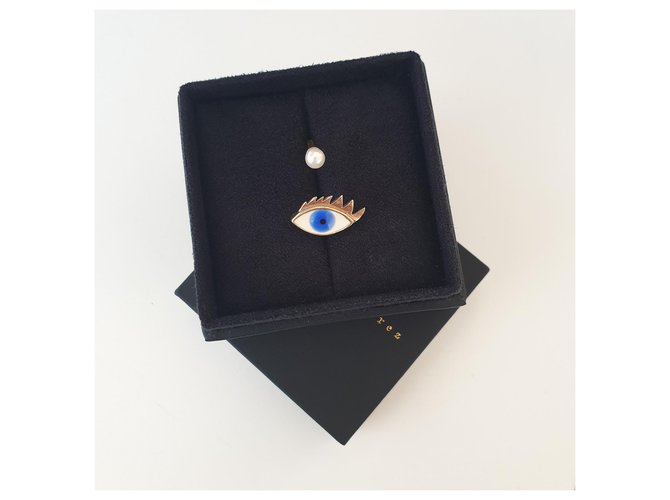 Anello "Anello per piercing" Delfina Delettrez Bianco Blu D'oro - vista 3