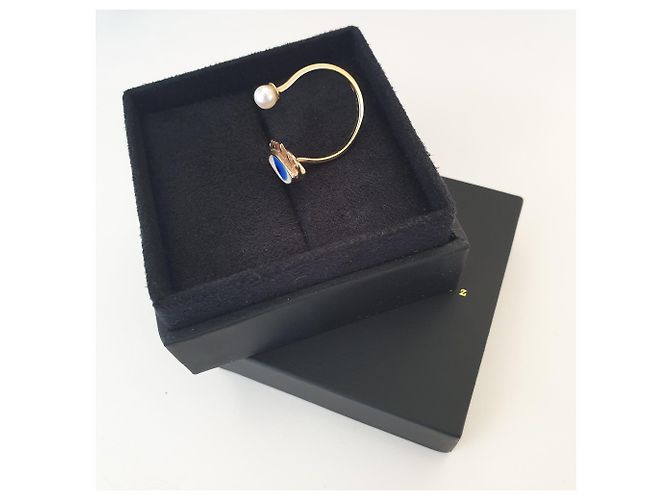 Anello "Anello per piercing" Delfina Delettrez Bianco Blu D'oro - vista 4