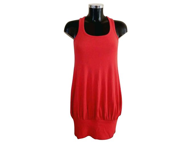 Vestido Yohji Yamamoto sin mangas rojo de algodón plisado Roja - vista 2