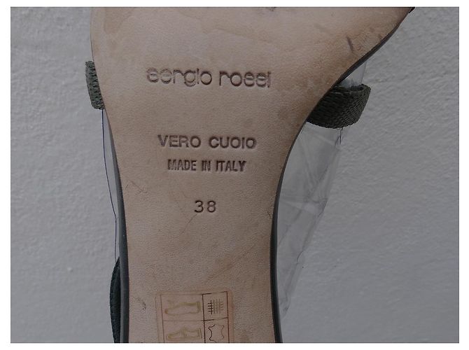 Sandali Sergio Rossi in pelle e tessuto verde - vista 7