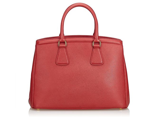 Prada Red Saffiano Vernice Parabole Handbag - vista 3