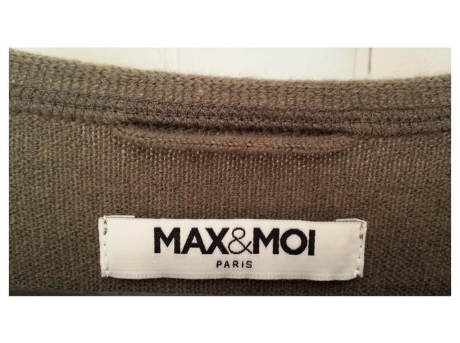 Max & Moi Strickjacke aus Wolle und Kaschmir Hellbraun - Ansicht 4